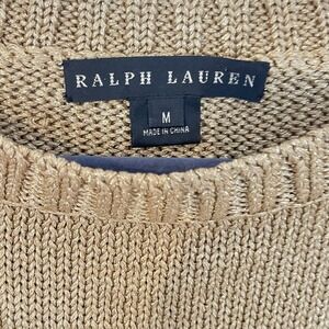 RALPH LAUREN Black Label Size M Metallic Gold Viscose Knitted Boat Neck Sweater